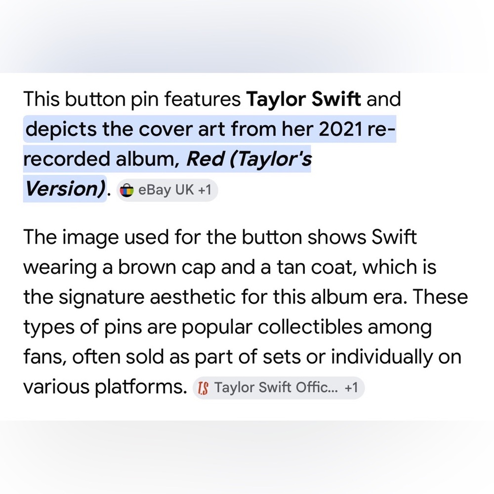 $3 Add-On 🆕Taylor Swift Button Pin - Picture 2 of 10